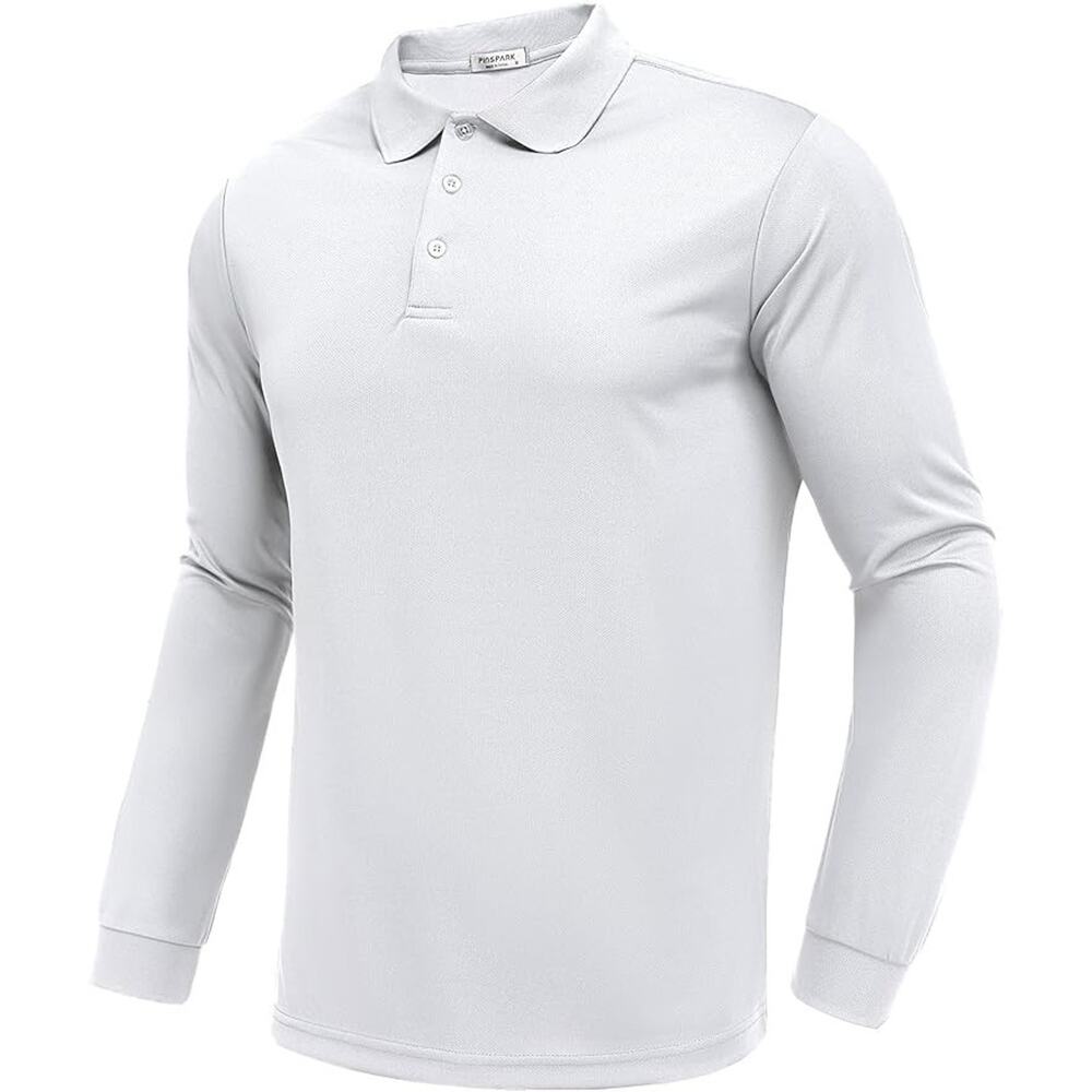 PINSPARK Long Sleeve Polo Shirts Men Moisture Wicking Golf Shirt L (3 Pc)